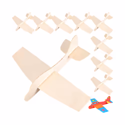 6 Pcs Blank Wood Aircraft Christmas Toys Kids Airplane Model Wooden Assemble - As Shown 10pcs
