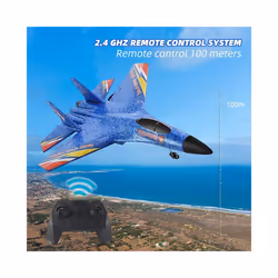 SU27 Foam Remote Control Airplane 2.4G Radio Glider Fighter LED Night - BLUE