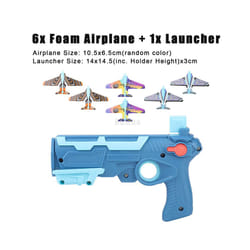 Airplane Launcher Bubble Catapult With 6 Small Foam Plane Toy Funny Airplane - Blue Set