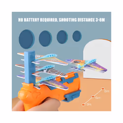Airplane Launcher Bubble Catapult With 6 Small Foam Plane Toy Funny Airplane - Blue Set