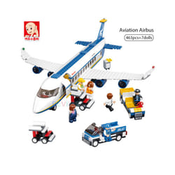 Sluban 463Pcs City Plane Traffic Airport Airbus Airplane Building Blocks - 463Pcs No Box