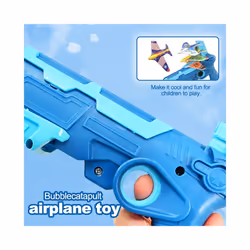 Airplane Launcher Bubble Catapult With 6 Small Plane Toy Funny Airplane - Blue gun