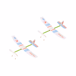 2 Pcs Powered Airplane Model Rubber Band Aircraft Educational Toy Travel - As Shown