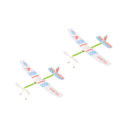 2 Pcs Powered Airplane Model Rubber Band Aircraft Educational Toy Travel - As Shown