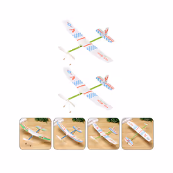 2 Pcs Powered Airplane Model Rubber Band Aircraft Educational Toy Travel - As Shown