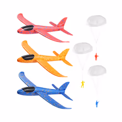 3Pcs Air Planes For Kids Glider Airplane Toys with 3 Paratroopers Hand - As Shown