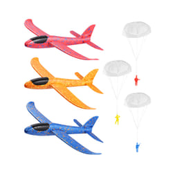 3Pcs Air Planes For Kids Glider Airplane Toys with 3 Paratroopers Hand - As Shown
