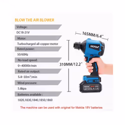 6IN1 Wireless Air Blower Electric Mini Dust Blower Cordless Inflator Vacuum - Bare metal