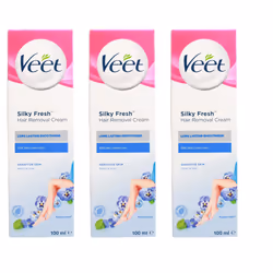 3 x 100ml Veet Silky Fresh Hair Removal Cream Sensitive, Normal & Dry Skin - 3 x Sensitive