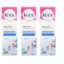 3 x 100ml Veet Silky Fresh Hair Removal Cream Sensitive, Normal & Dry Skin - 3 x Sensitive