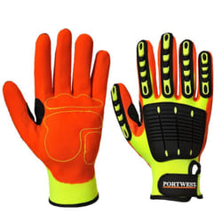 Portwest A721Y1RL Anti Impact Grip Glove, Regular, Size: Large, Yellow/Orange