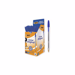 BIC Cristal Original Ball Point Pen - Pack of 50 Pens - Medium Point (1.0 mm) - Blue Ink