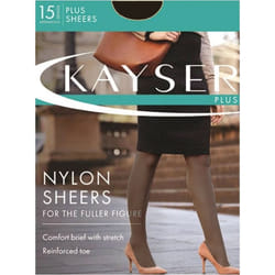 Kayser Plus Nylon Sheers 15 Denier Stockings Womens Pantyhose Tights H10840 - Black, Size 1
