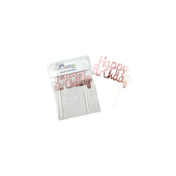 Alpen Happy Birthday Metallic Cake Topper (Rose Gold)