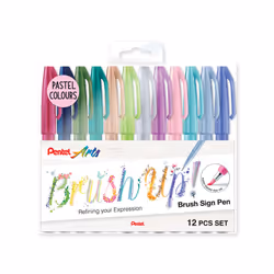 Pentel Brush Sign Pen Pastel colors SES15C - Brush Nib - Fibre Tip
