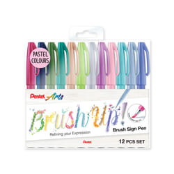 Pentel Brush Sign Pen Pastel colors SES15C - Brush Nib - Fibre Tip
