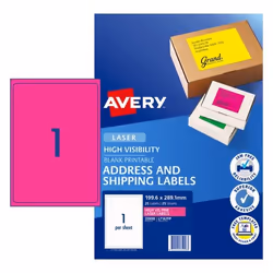 Avery 35998, Pink, Self-adhesive printer label, A4, Paper, Laser, Permanent