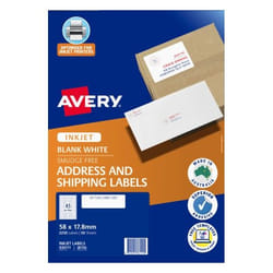 Avery 936111 addressing label Self-adhesive label White