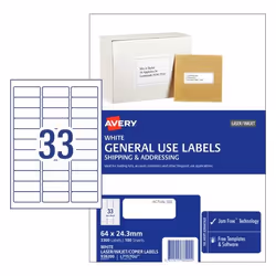 Avery 938200, White, Self-adhesive printer label, A4, Paper, Laser/Inkjet, Permanent