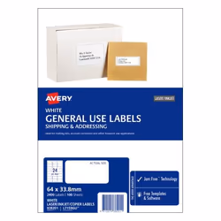 Avery 938201 printer label White Self-adhesive printer label
