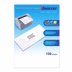 Unistat 38965, White, Rectangle, Universal, Laser/Inkjet, 65 pc(s), 100 sheets