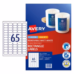 Avery 959049, White, Self-adhesive printer label, A4, Paper, Laser/Inkjet, Removable