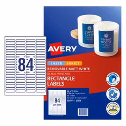 Avery 959053, White, Self-adhesive printer label, A4, Paper, Laser/Inkjet, Removable