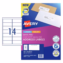 Avery 959417, White, Self-adhesive printer label, A4, Paper, Laser/Inkjet, Permanent