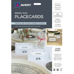 Avery White Printable Folded Placecards