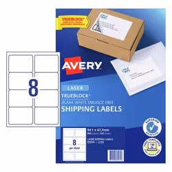Avery 959006, White, Self-adhesive printer label, A4, Paper, Laser, Permanent