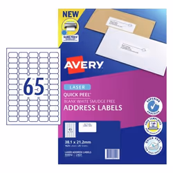 Avery 959012, White, Self-adhesive printer label, A4, Paper, Laser, Permanent