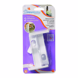 Dreambaby Dual Action Adhesive Double Locks White (2 in a pack)