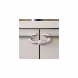 Secure -A-Lock - Cabinet Handles & Knobs Safety Locks - Child Proof Sliding Cupboards Door Lock - 6 Pack - Silver - Model F1103