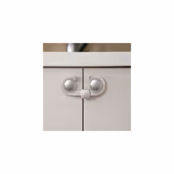 Secure -A-Lock - Cabinet Handles & Knobs Safety Locks - Child Proof Sliding Cupboards Door Lock - 6 Pack - Silver - Model F1103