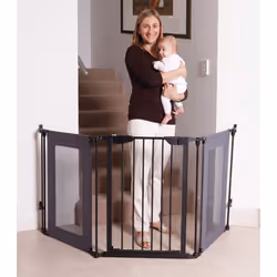 Denver Adapta Baby Safety Gate - Fits Opening from 85.5-200cm Wide & 74cm Tall - Suitable Barrier for Stairs, Irregular Openings, & Wide Areas - Black
