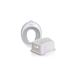 Toilet seat and Step Stool Grey 2 Piece Set