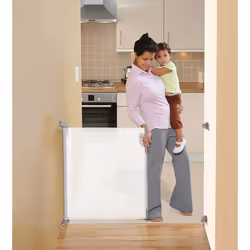 Retractable Gate (0 to 140cm)Relocatable Mesh Safety Gate Baby & Dog Pet Stair Gate - White