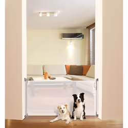 Retractable Gate (0 to 140cm)Relocatable Mesh Safety Gate Baby & Dog Pet Stair Gate - White