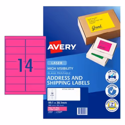 Avery 35957, Pink, Self-adhesive printer label, A4, Paper, Laser, Permanent