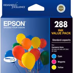 Epson 288, Standard Yield, Cyan, Magenta, Yellow, Pigment-based ink
