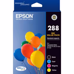 Epson 288, Standard Yield, Black, Cyan, Magenta, Yellow, Pigment-based ink, Pigment-based ink