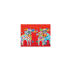 GX0127 Love Hearts Animal Printed Tea Towel with Happy Moo Day Design, 100% Cotton, Red, 50 x 70 cm