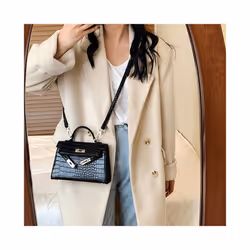 French Niche Texture Hand Bag 2024 New Women's Bags Fashion Minimalist Messenger Bag Popular Explosion Kelly Bag - Black Smal ...