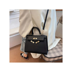 French Niche Texture Hand Bag 2024 New Women's Bags Fashion Minimalist Messenger Bag Popular Explosion Kelly Bag - Black large hand palm pattern