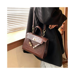 French Niche Texture Hand Bag 2024 New Women's Bags Fashion Minimalist Messenger Bag Popular Explosion Kelly Bag - Large crocodile pattern