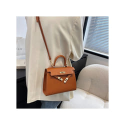 French Niche Texture Hand Bag 2024 New Women's Bags Fashion Minimalist Messenger Bag Popular Explosion Kelly Bag - Brown trumpet palm line