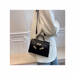 French Niche Texture Hand Bag 2024 New Women's Bags Fashion Minimalist Messenger Bag Popular Explosion Kelly Bag - Black trum ...