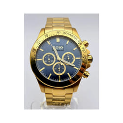 NEW HUGO BOSS 1513340 MENS IKON STEEL GOLD BLUE DIAL CHRONOGRAPH WATCH