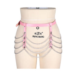 Gothic Thigh Bondage Chain Skirt Leather Harness Garter Belts For Women Leg Garter BDSM Sexy Erotic Lingerie Pole Dance Dress