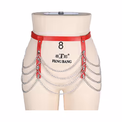 Gothic Thigh Bondage Chain Skirt Leather Harness Garter Belts For Women Leg Garter BDSM Sexy Erotic Lingerie Pole Dance Dress